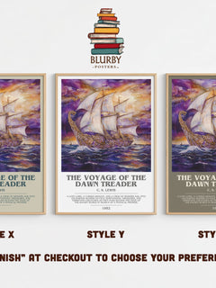 The Voyage of the Dawn Treader Bookish Wall Art by C. S. Lewis – Style X, Y and Z side by side – choose your finish
