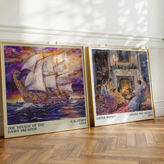 The Voyage of the Dawn Treader Literary Art Print by C. S. Lewis – large square framed print leaning against a wall