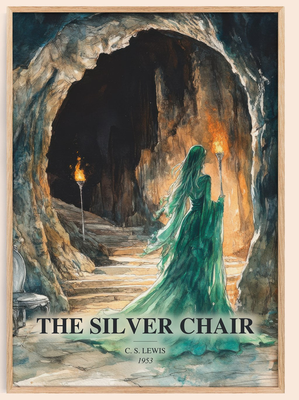 The Silver Chair watercolour book poster by C. S. Lewis – framed literary art print