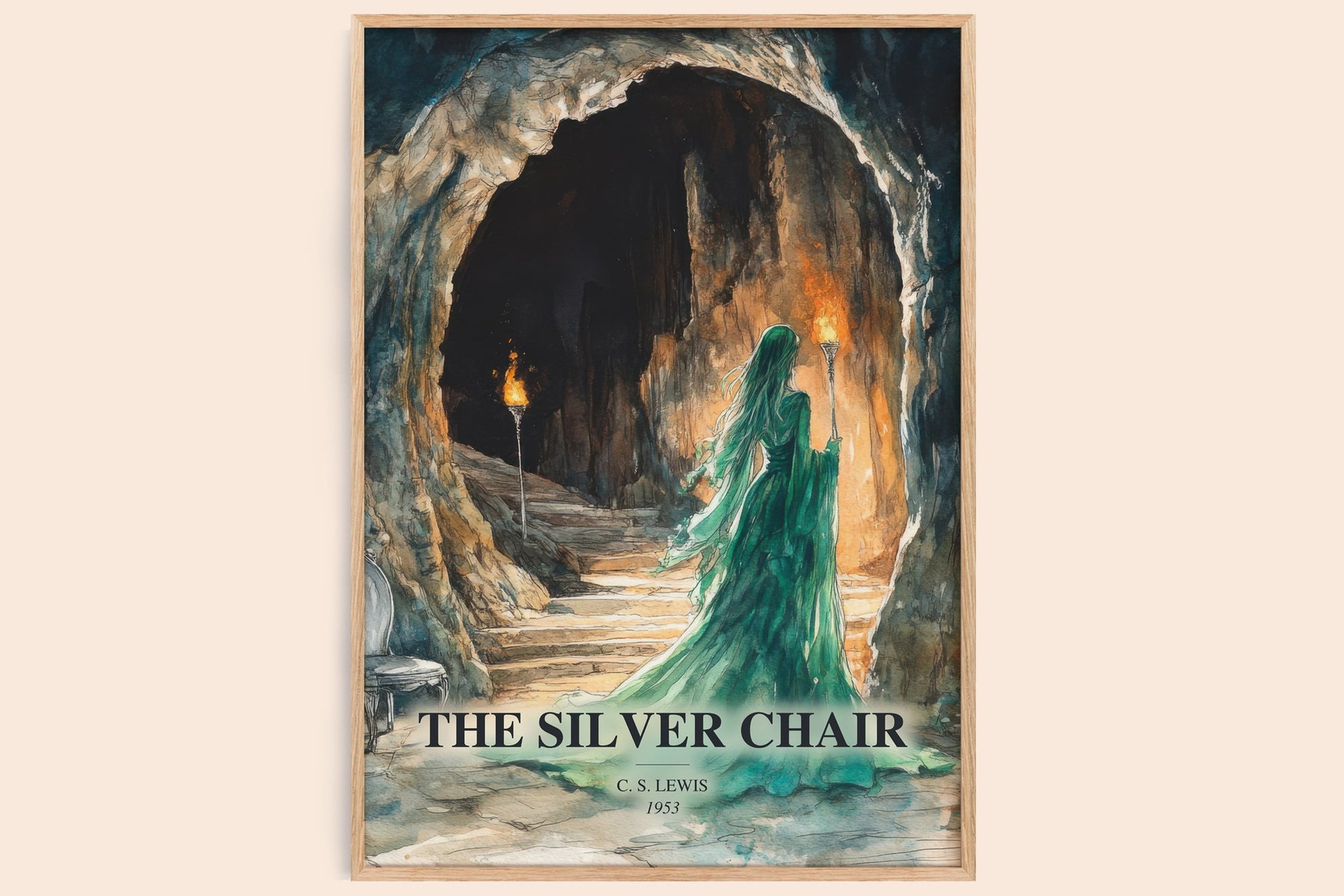 The Silver Chair watercolour book poster by C. S. Lewis – framed literary art print