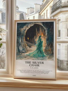 The Silver Chair Bookish Wall Art by C. S. Lewis – framed print by a bright window
