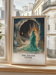 The Silver Chair Book Cover Poster by C. S. Lewis – framed print by a bright window
