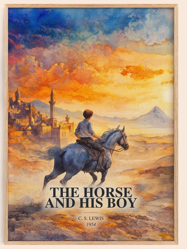 The Horse And His Boy watercolour book poster by C. S. Lewis – framed literary art print