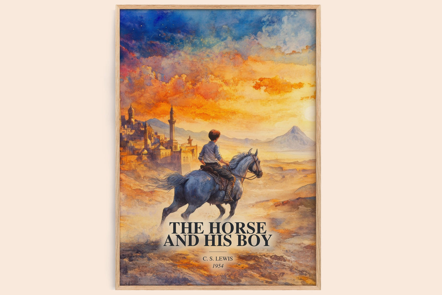 The Horse And His Boy watercolour book poster by C. S. Lewis – framed literary art print
