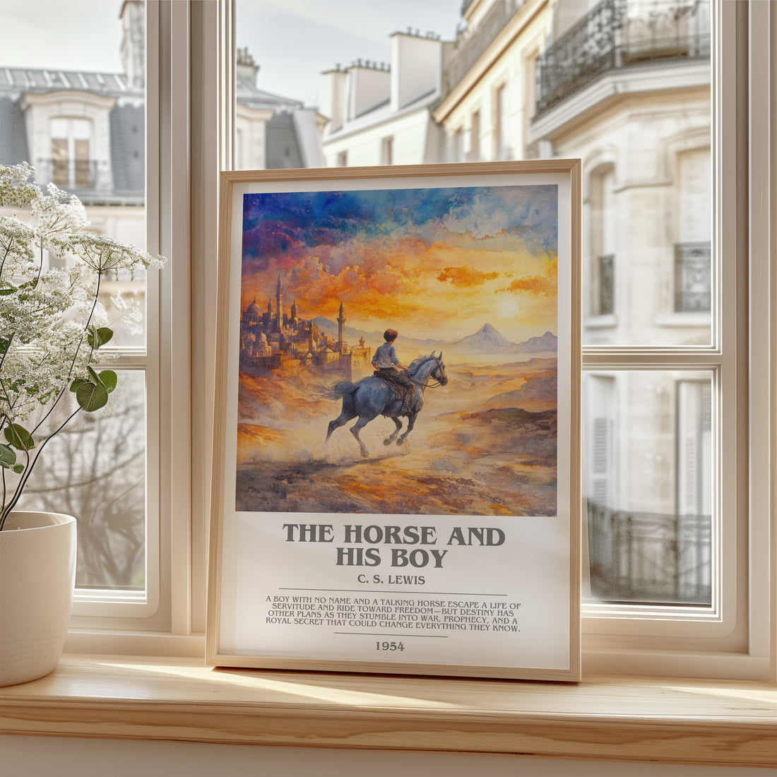 The Horse and his Boy Bookish Wall Art by C. S. Lewis – framed print by a bright window
