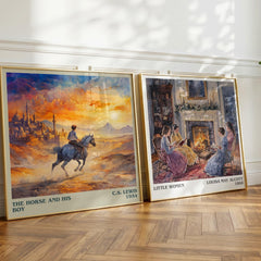 The Horse and his Boy Literary Art Print by C. S. Lewis – large square framed print leaning against a wall