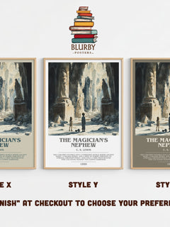 The Magician's Nephew Bookish Wall Art by C. S. Lewis – Style X, Y and Z side by side – choose your finish
