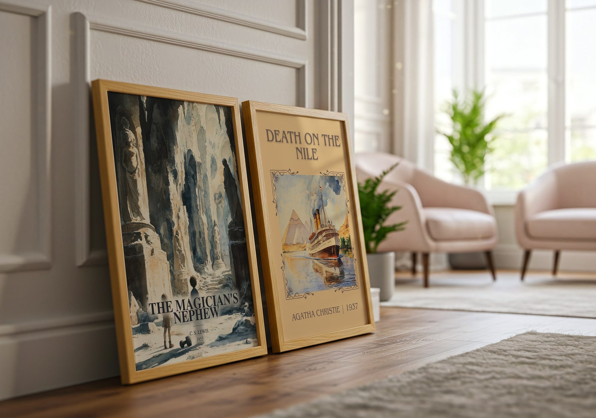 The Magician'S Nephew watercolour print framed by window – literary home decor