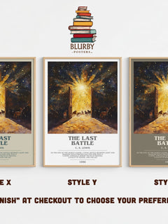 The Last Battle Bookish Wall Art by C. S. Lewis – Style X, Y and Z side by side – choose your finish