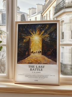The Last Battle Bookish Wall Art by C. S. Lewis – framed print by a bright window
