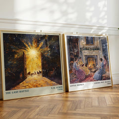 The Last Battle Literary Art Print by C. S. Lewis – large square framed print leaning against a wall