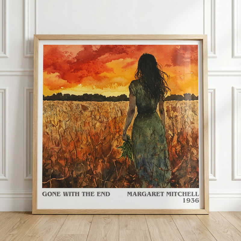Gone with the Wind literary print in frame leaning in hallway – historical fiction wall art