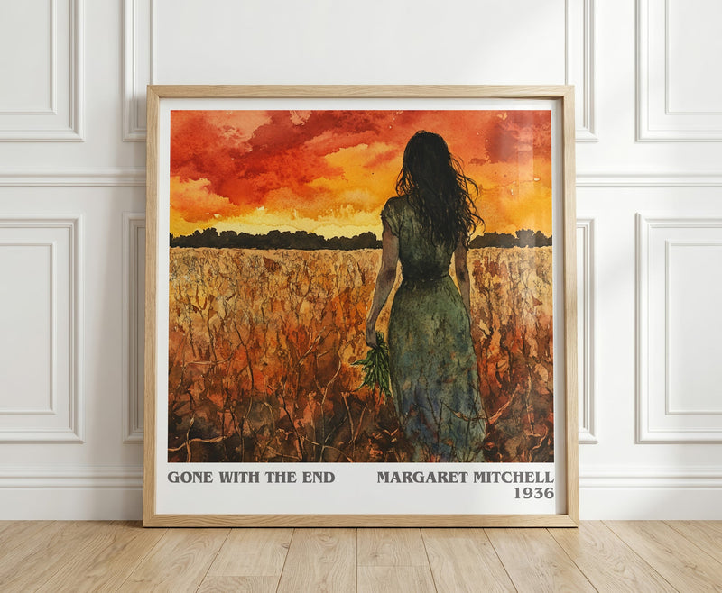 Gone with the Wind literary print in frame leaning in hallway – historical fiction wall art