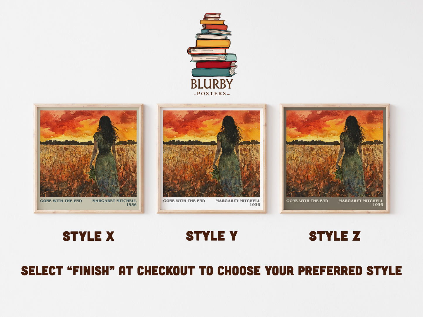 Gone with the Wind literary art print colour and style options – Margaret Mitchell book art