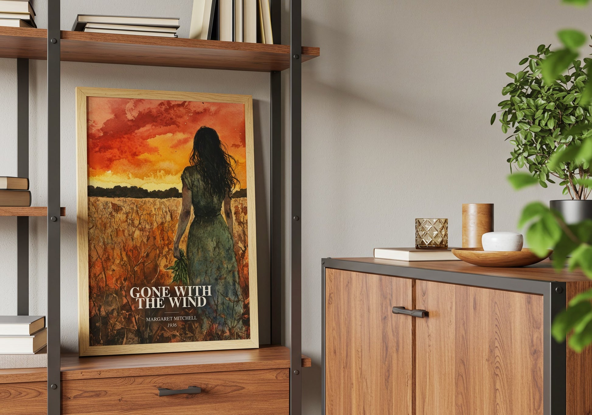 Gone With The Wind book watercolour illustration paper finish options – matte satin gloss