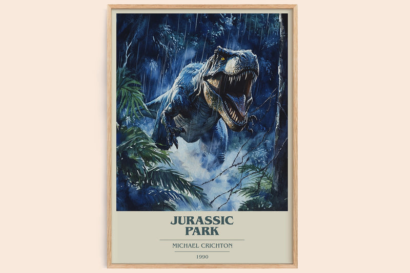 Jurassic Park Book Cover Poster by Michael Crichton (Modern Minimalist style)
