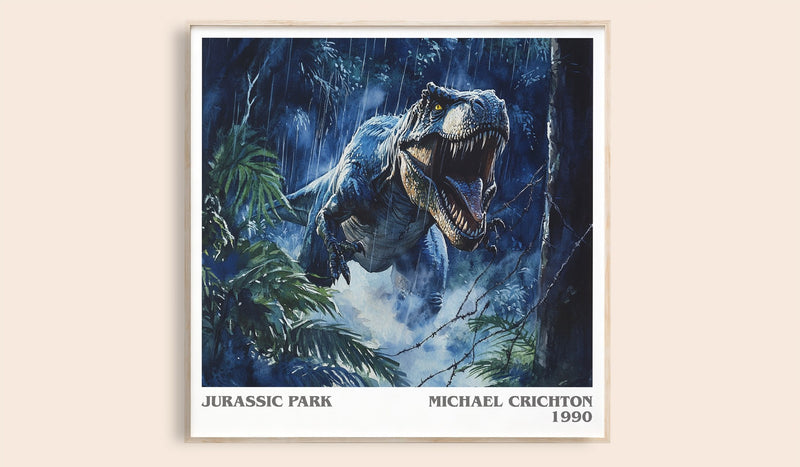 Jurassic Park Literary Art Print by Michael Crichton (Square style)