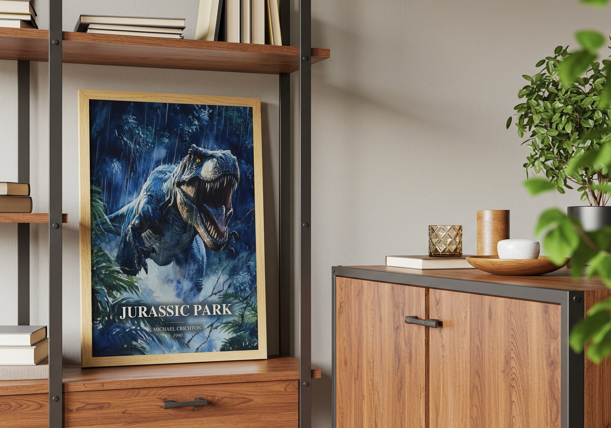 Jurassic Park book watercolour illustration paper finish options – matte satin gloss