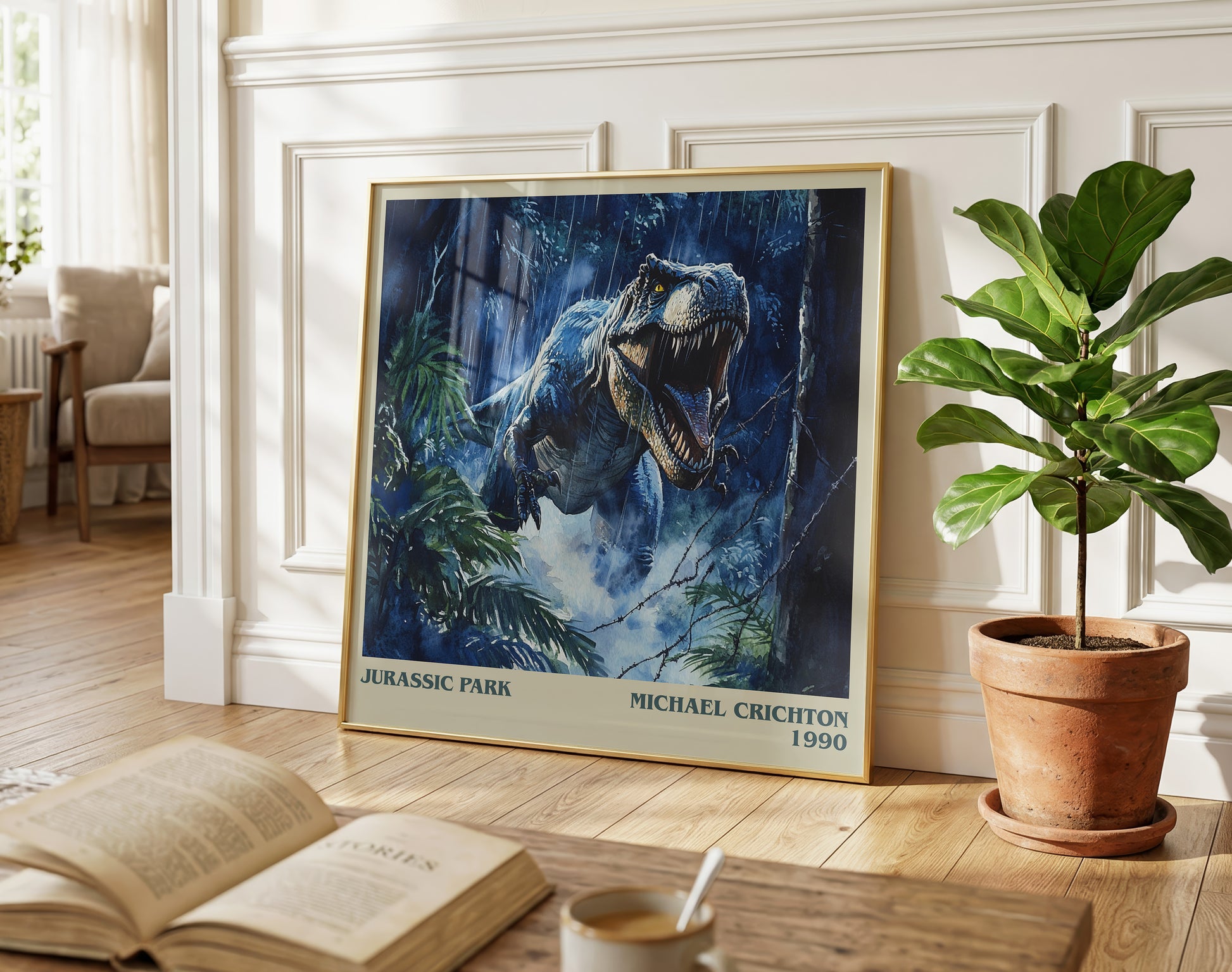 Jurassic Park literary poster paired in gallery wall – literary art prints