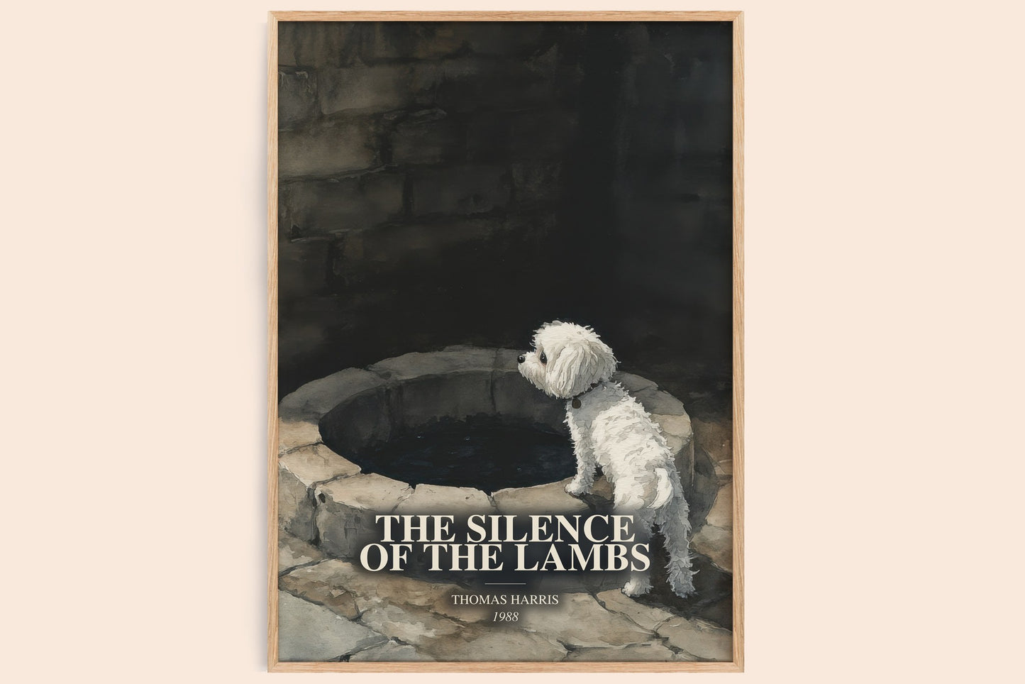 The Silence Of The Lambs watercolour book poster by Thomas Harris – framed literary art print