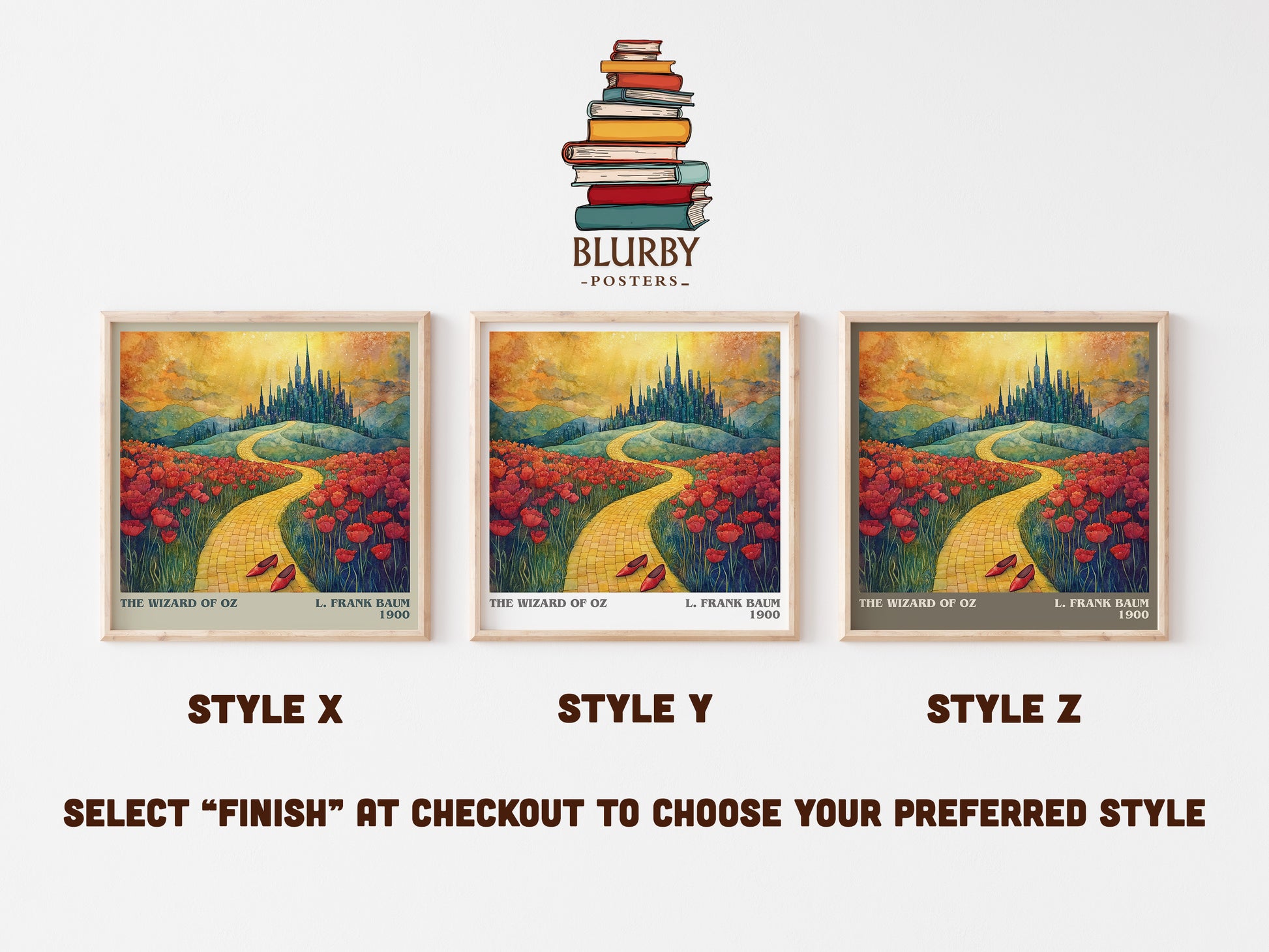 The Wizard Of Oz literary art print colour and style options – L. Frank Baum book art