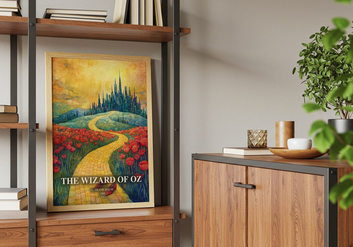 The Wizard Of Oz book watercolour illustration paper finish options – matte satin gloss