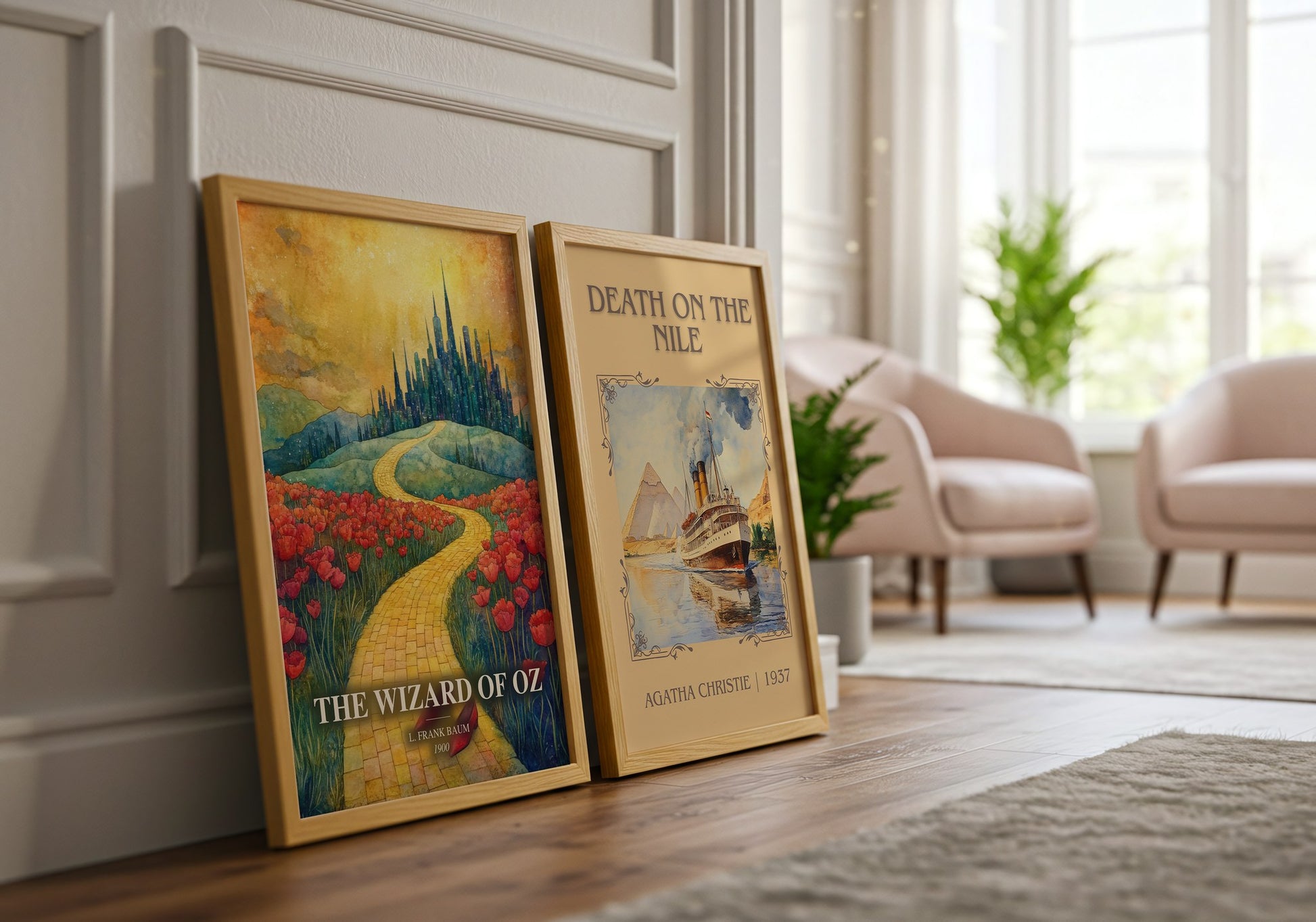 The Wizard Of Oz watercolour print framed by window – literary home decor