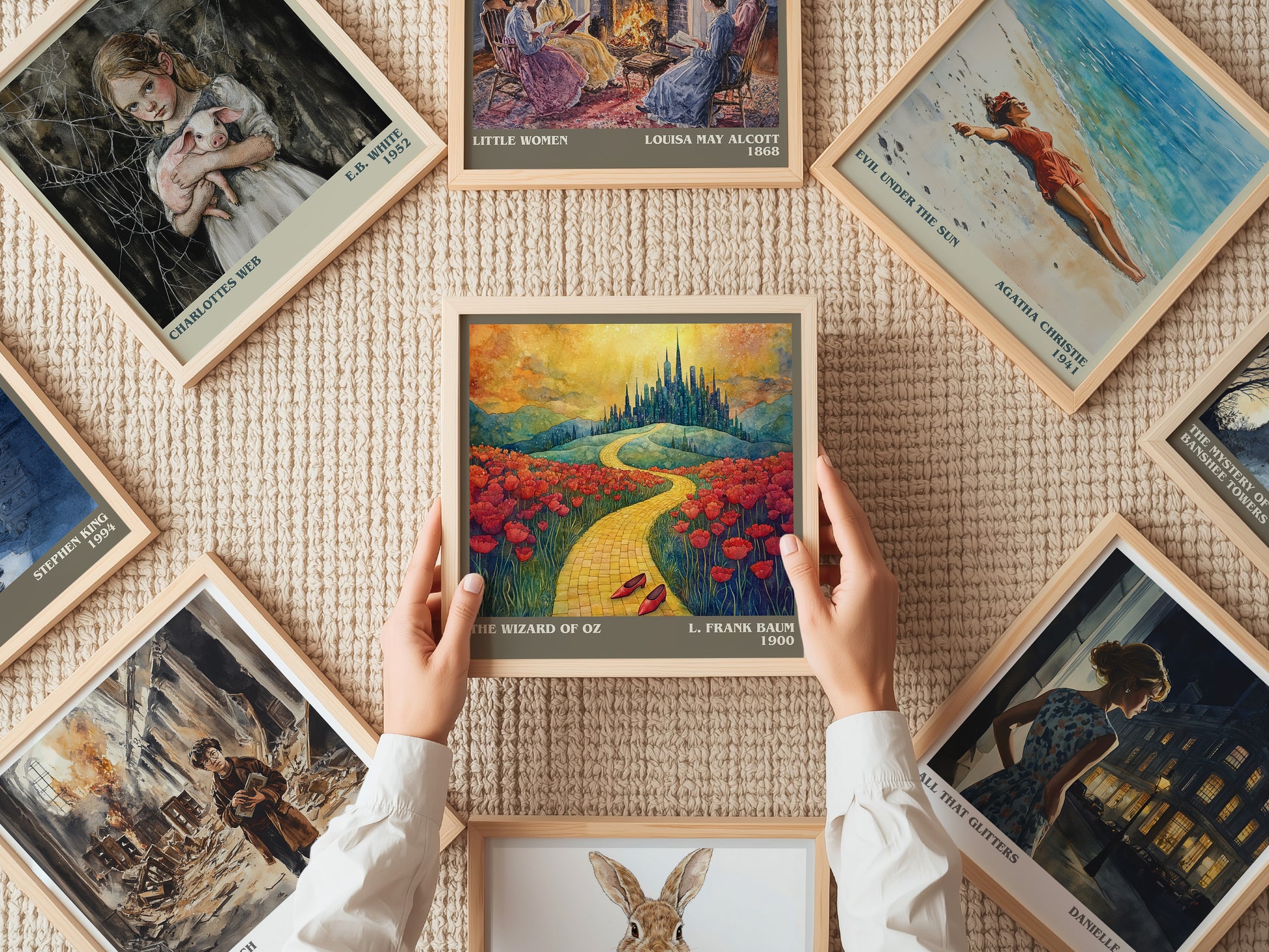 The Wizard Of Oz literary print on bookshelf – L. Frank Baum fan gift