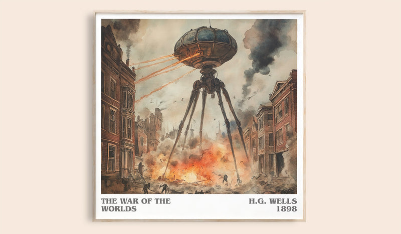 The War Of The Worlds Literary Art Print by H.G. Wells (Square style)