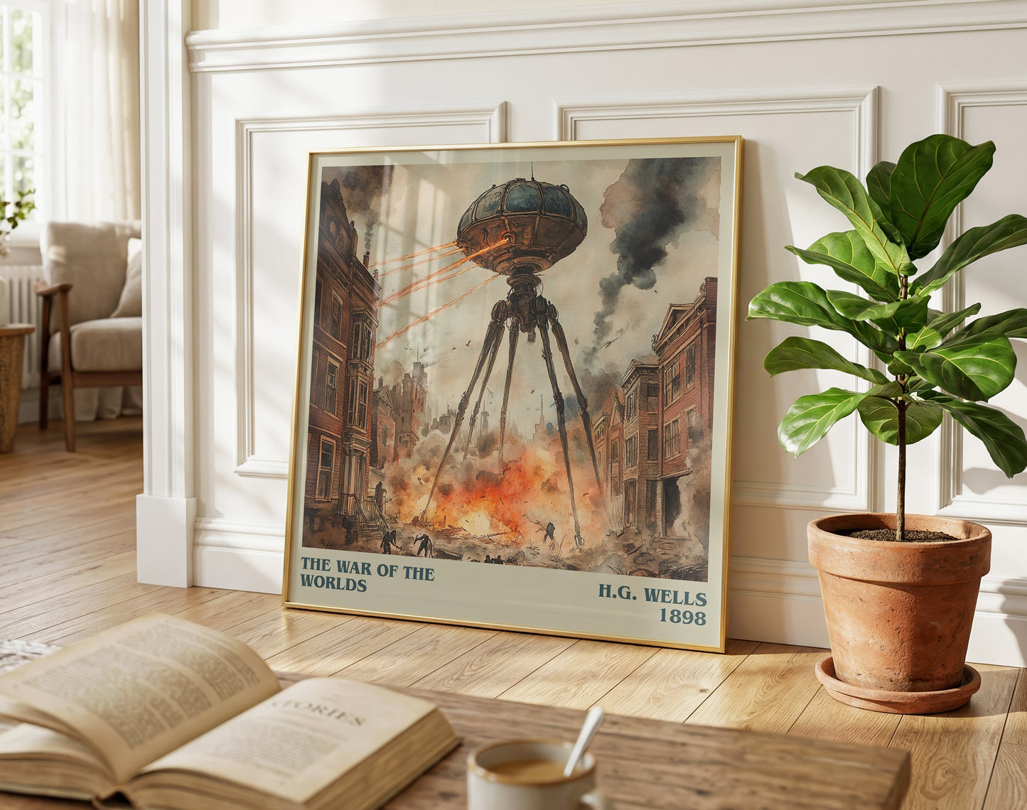 The War Of The Worlds literary poster paired in gallery wall – literary art prints
