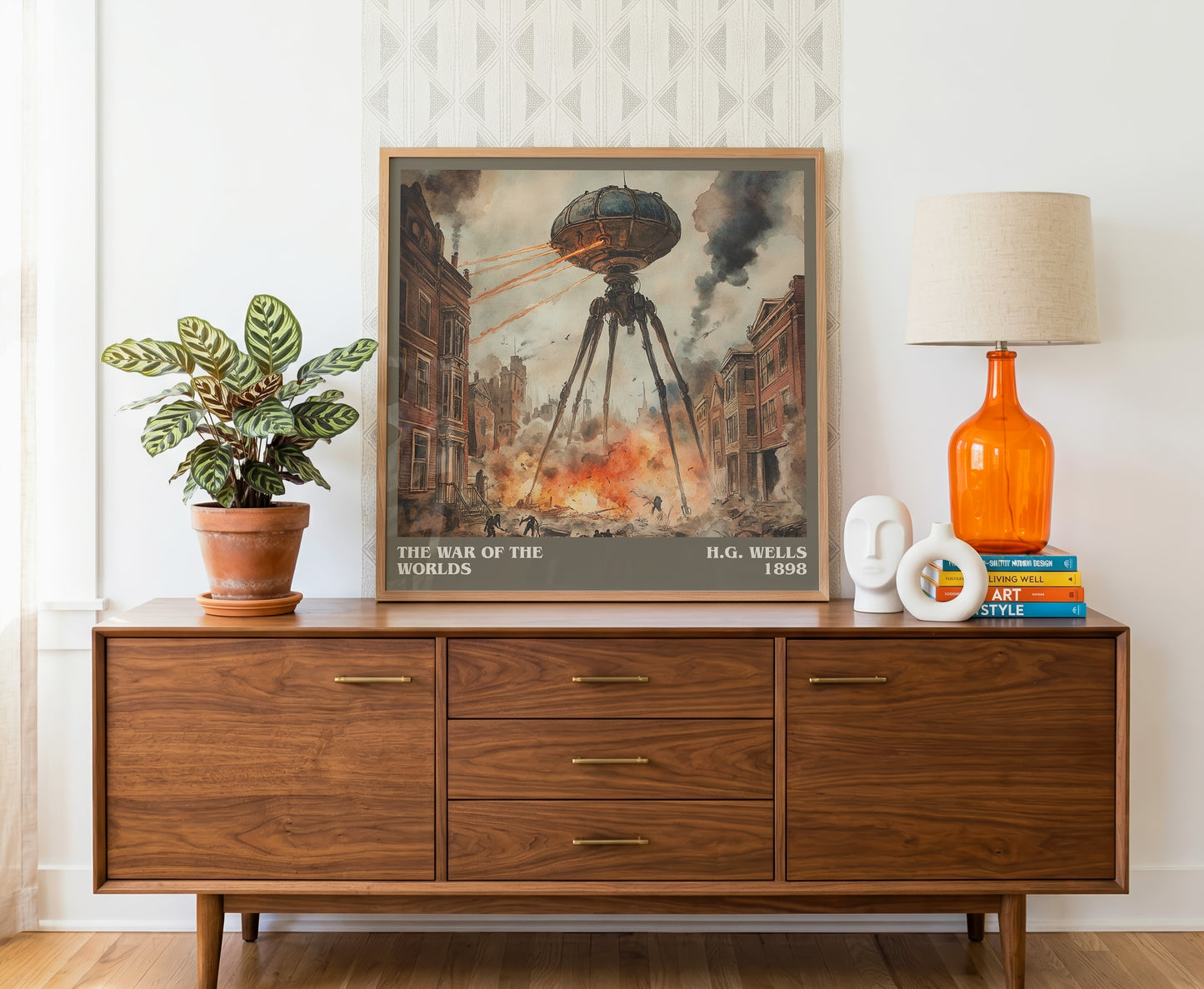 The War Of The Worlds literary literary print detail – H.G. Wells book art