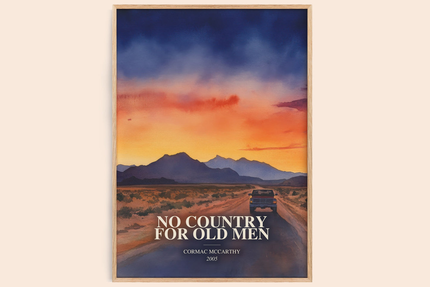 No Country For Old Men watercolour book poster by Cormac Mccarthy – framed literary art print