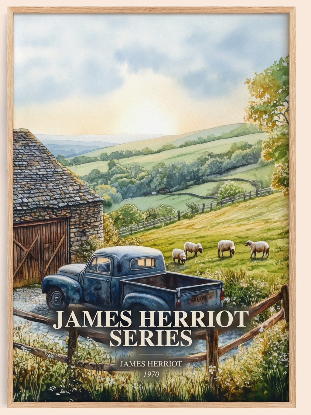 James Herriot Series watercolour book poster by James Herriot – framed literary art print