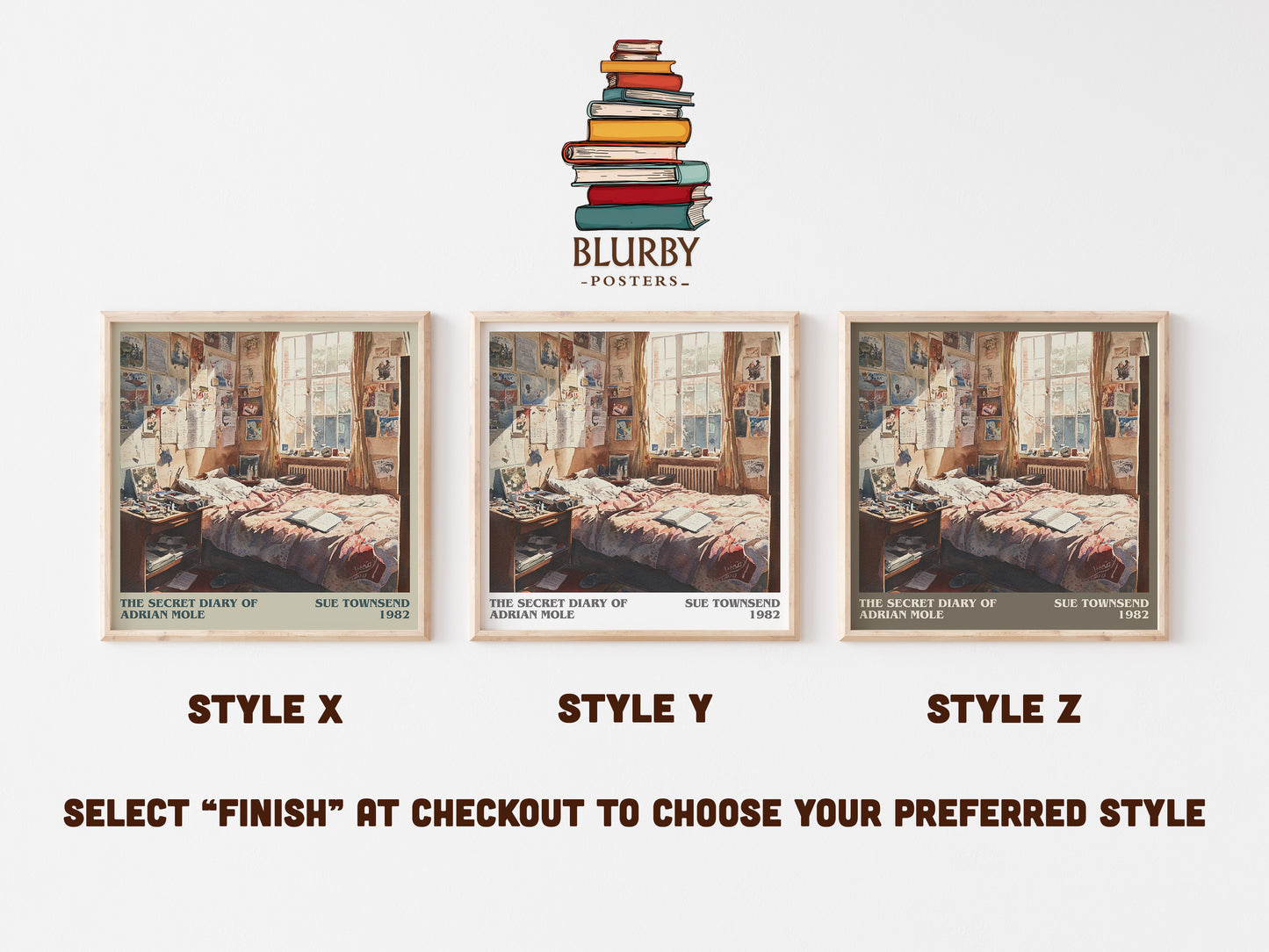 The Secret Diary Of Adrian Mole literary art print colour and style options – Sue Townsend book art
