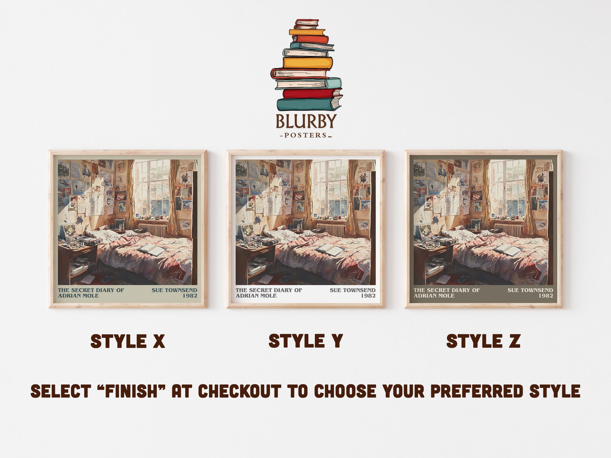 The Secret Diary Of Adrian Mole literary art print colour and style options – Sue Townsend book art