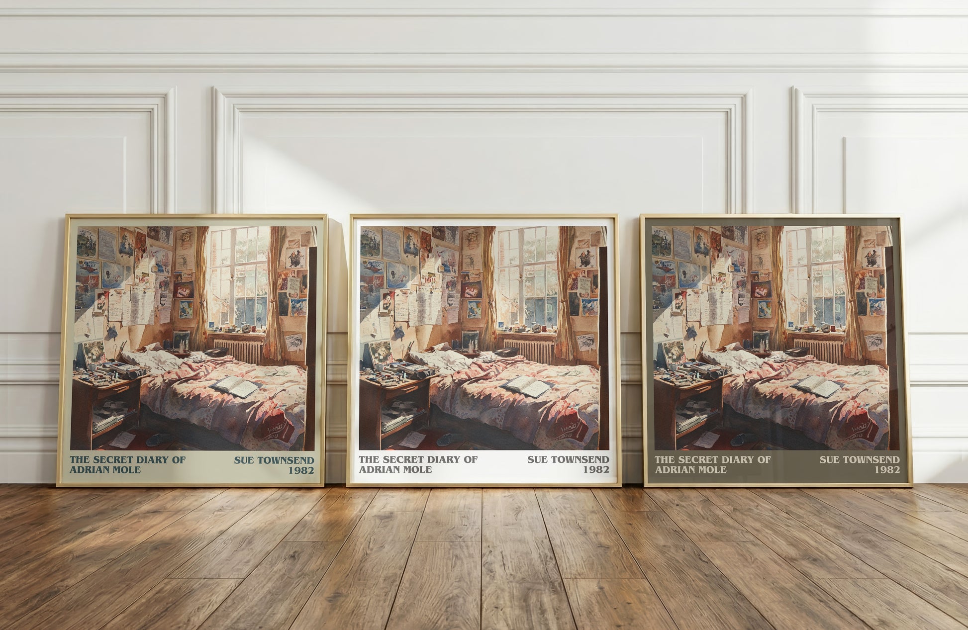 The Secret Diary Of Adrian Mole literary print framed by window – literary home decor