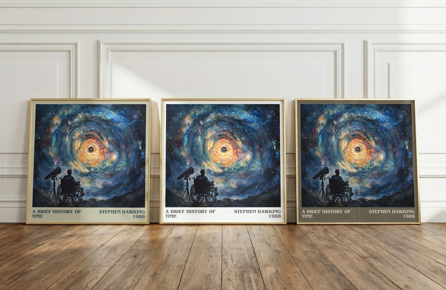 A Brief History of Time literary print framed by window – literary home decor