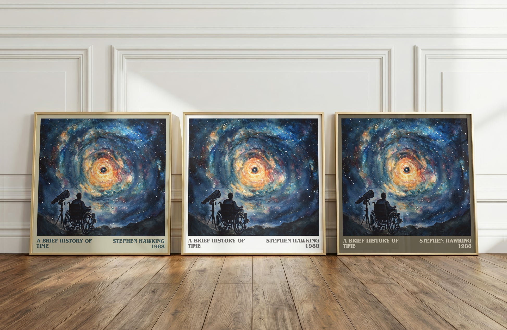 A Brief History of Time literary print framed by window – literary home decor