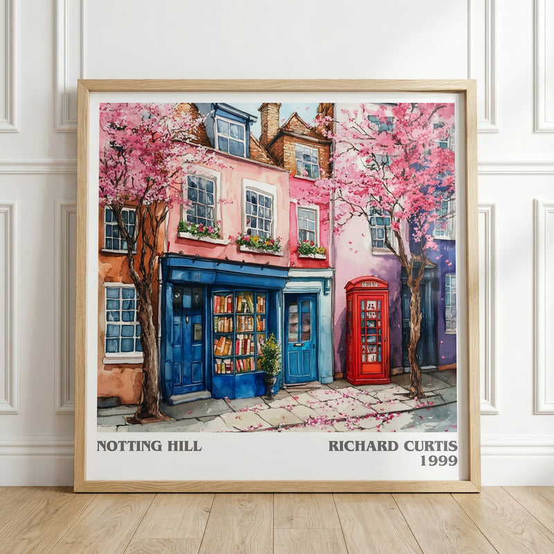 Notting Hill literary print in frame leaning in hallway – romance wall art