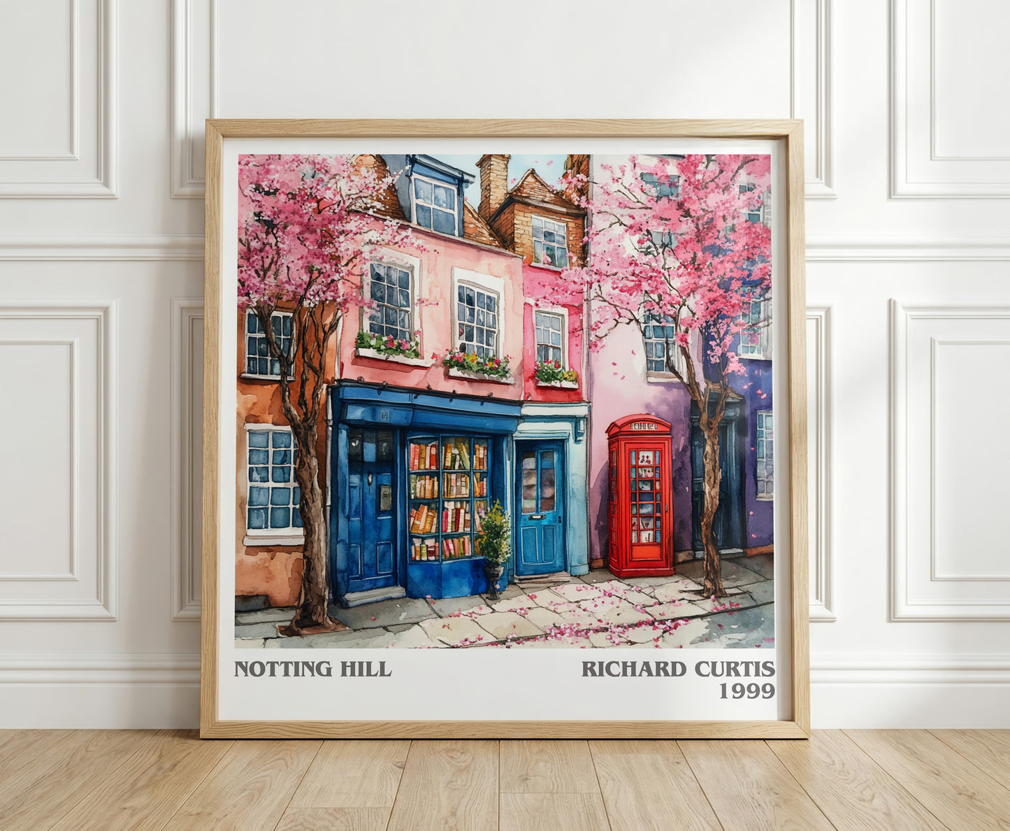 Notting Hill literary print in frame leaning in hallway – romance wall art