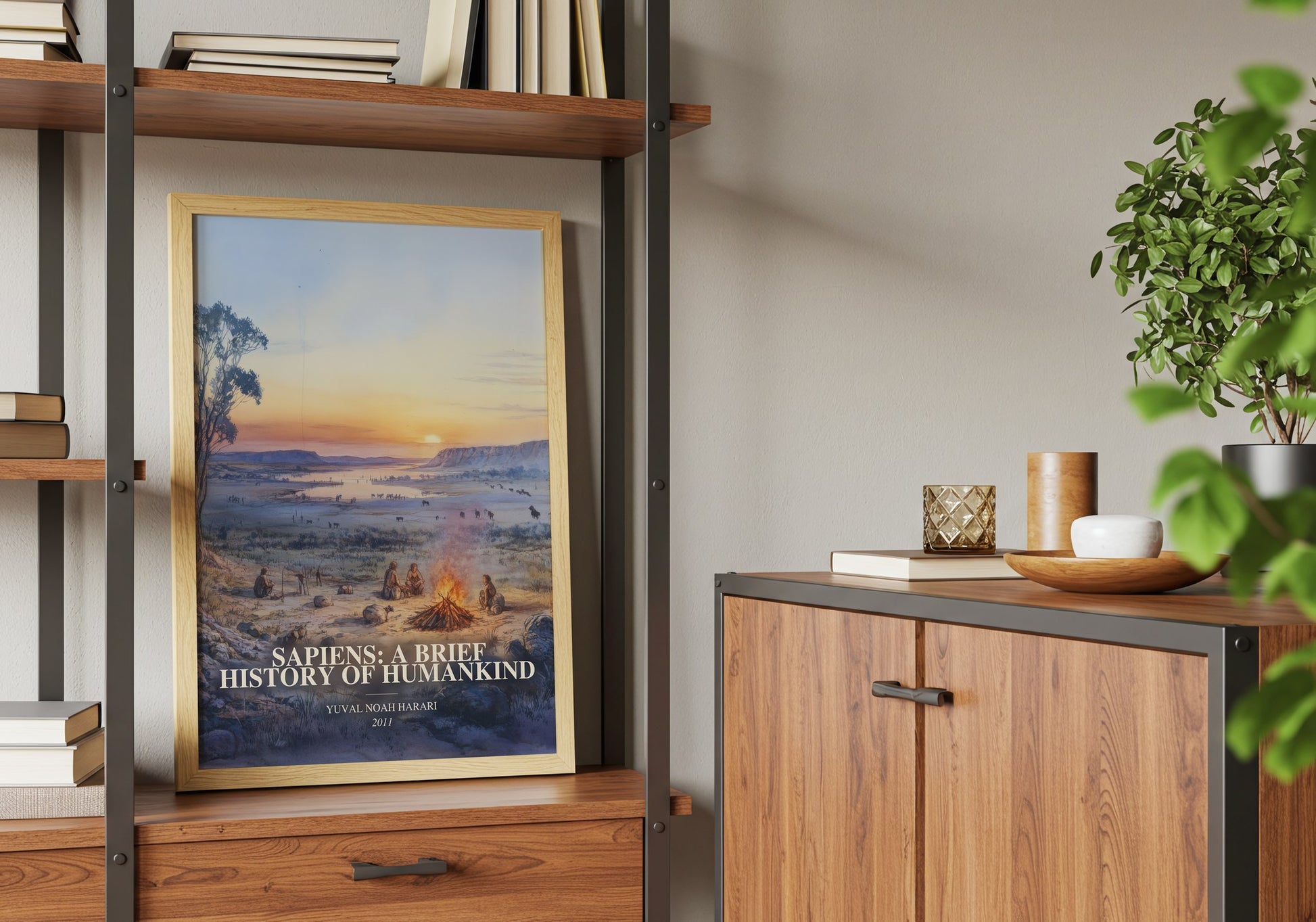 Sapiens: A Brief History Of Humankind book watercolour illustration paper finish options – matte satin gloss