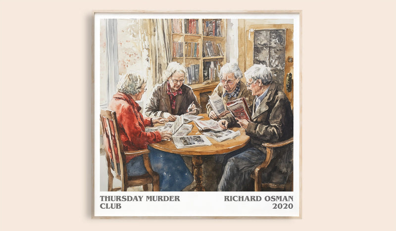 Thursday Murder Club Literary Art Print by Richard Osman (Square style)
