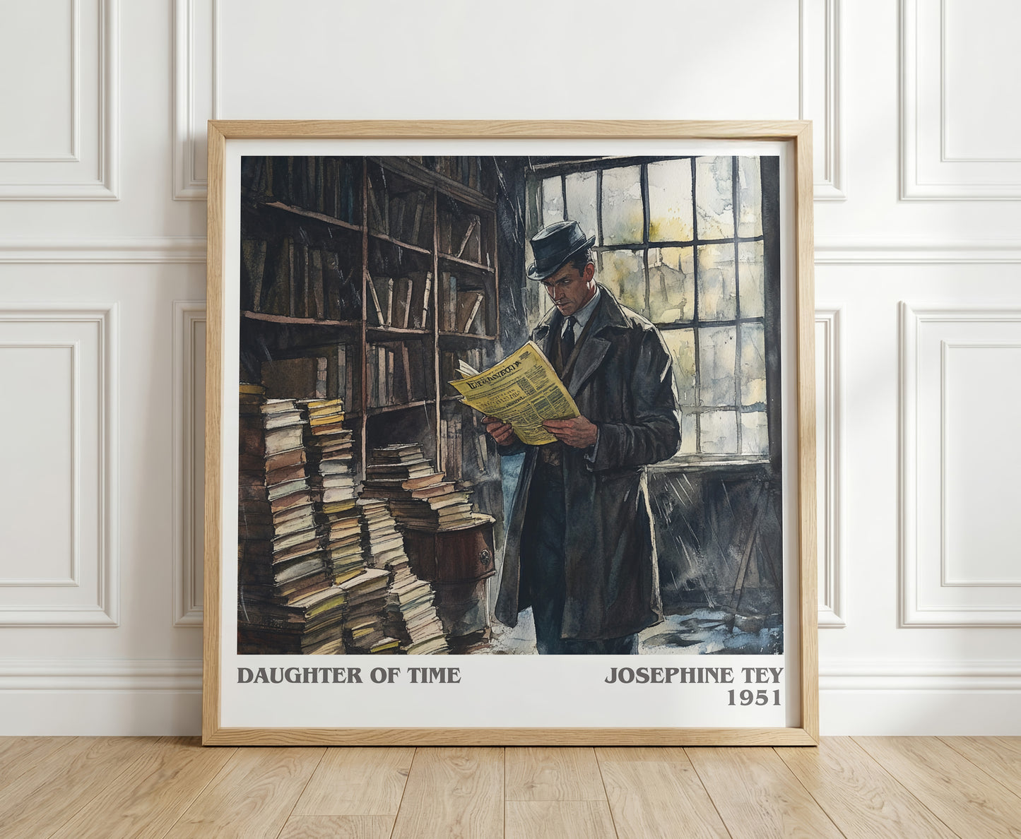 The Daughter of Time literary print in frame leaning in hallway – mystery wall art