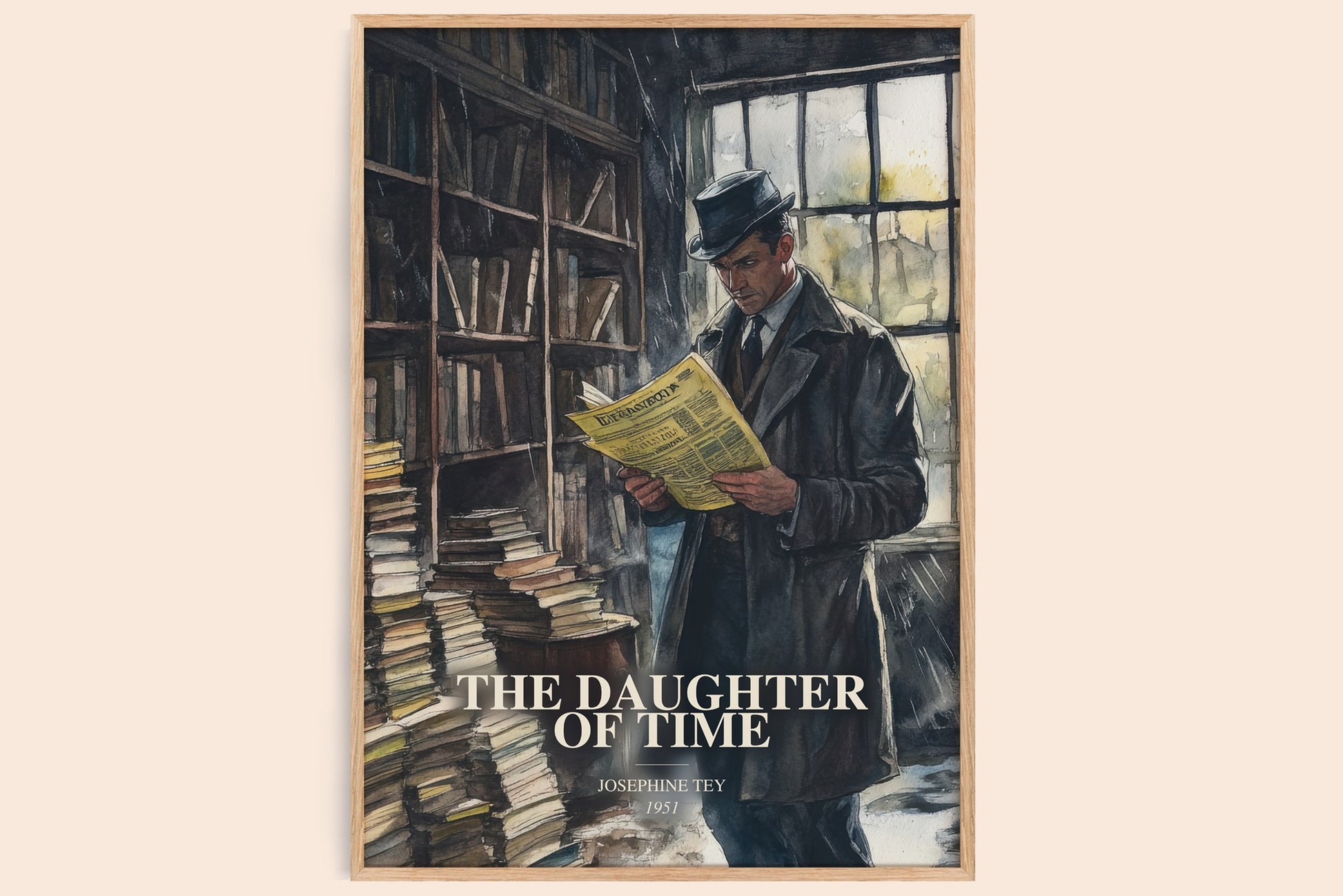 The Daughter Of Time watercolour book poster by Josephine Tey – framed literary art print