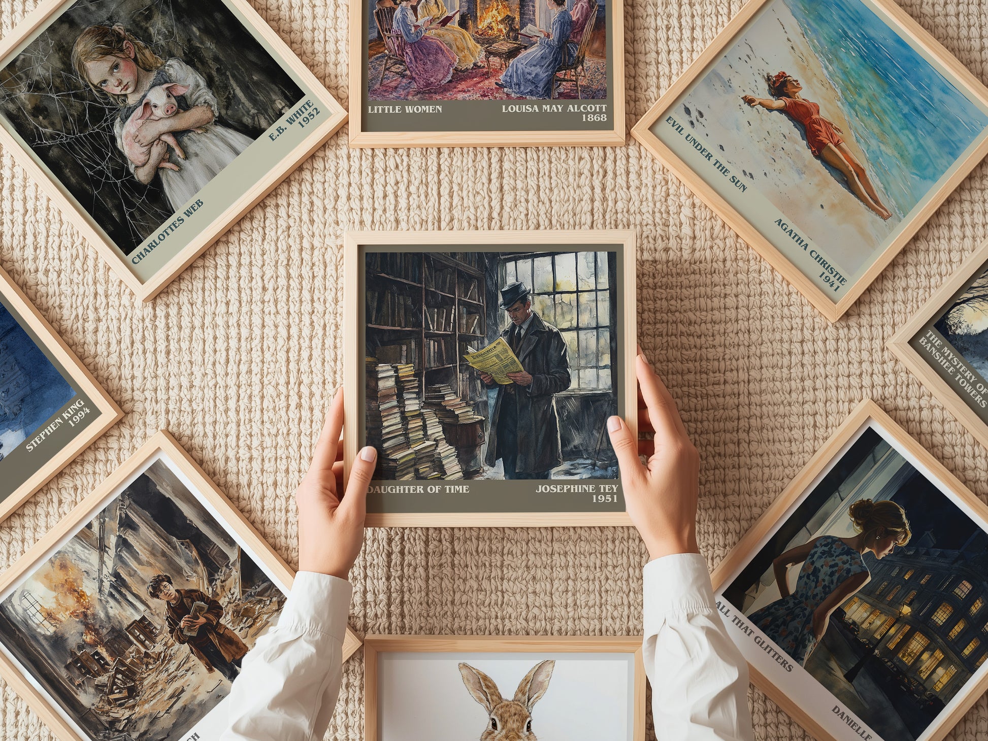 The Daughter of Time literary print on bookshelf – Josephine Tey fan gift