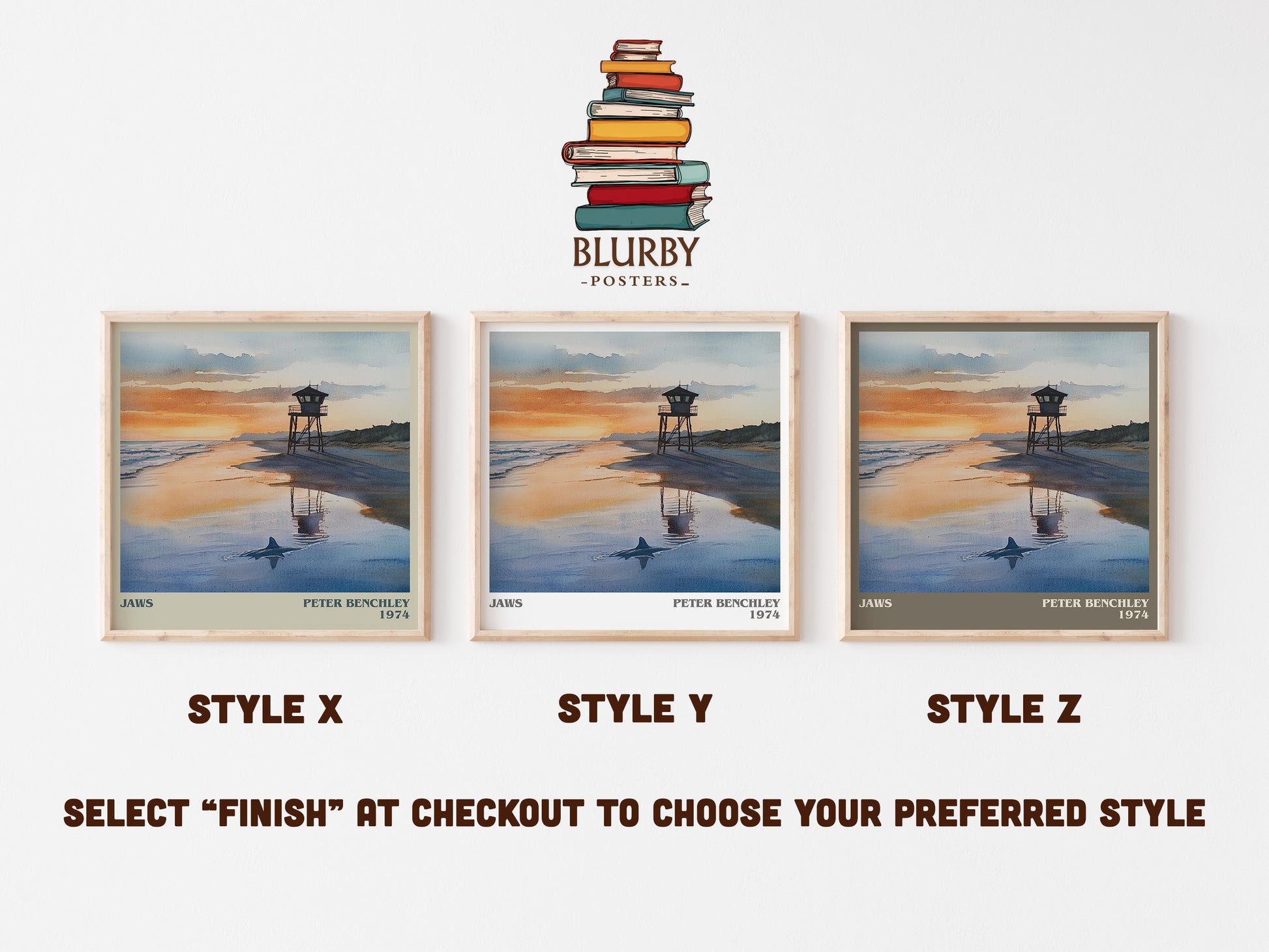 Jaws literary art print colour and style options – Peter Benchley book art