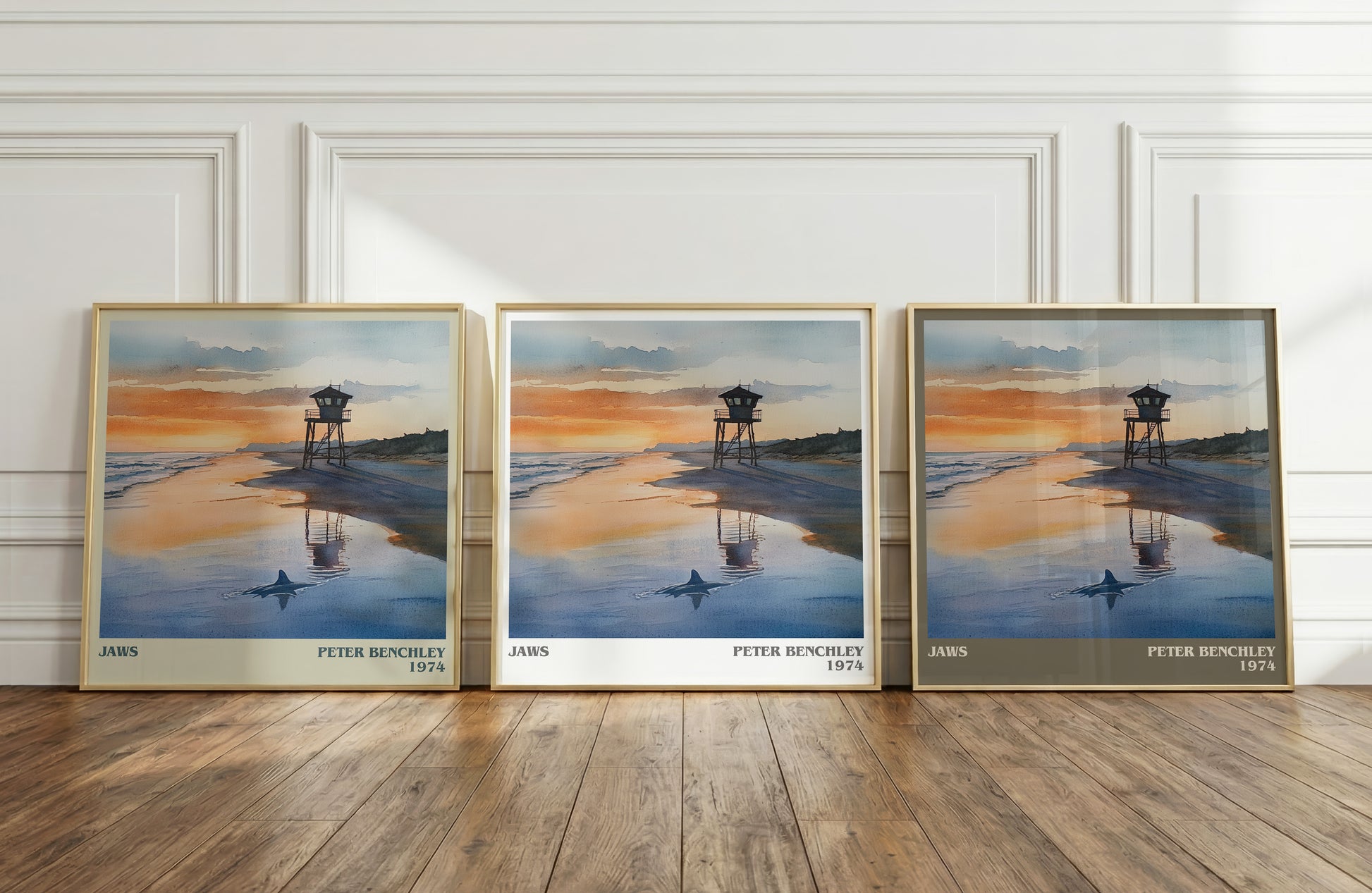 Jaws literary print framed by window – literary home decor