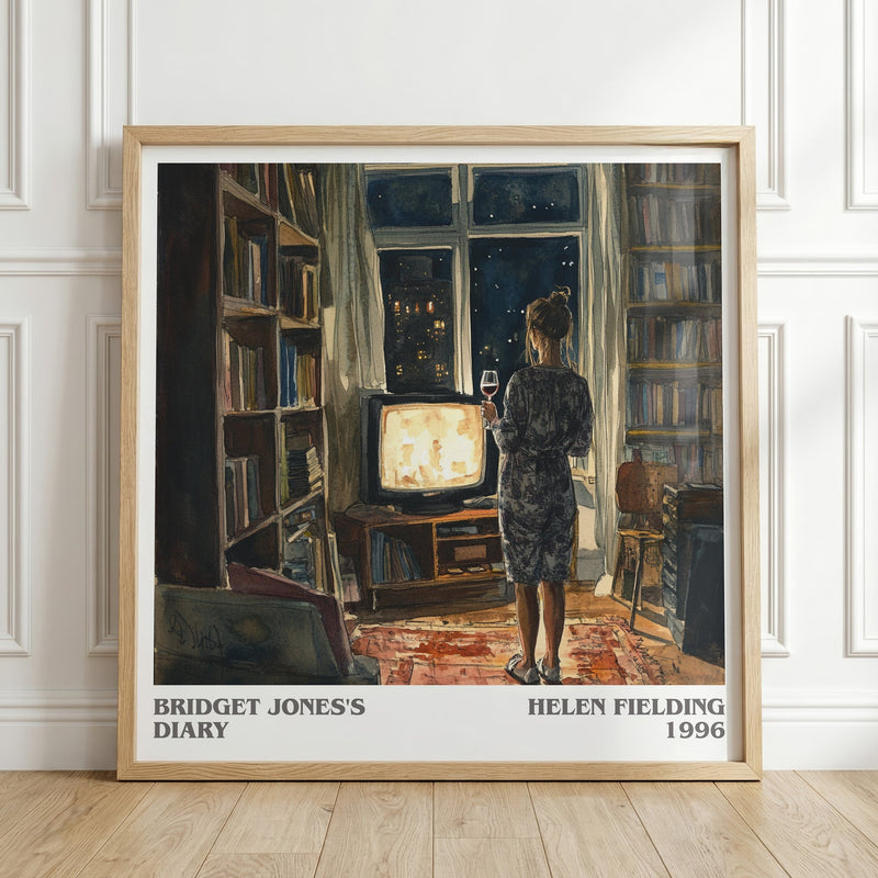 Bridget Jones's Diary literary print in frame leaning in hallway – romance wall art