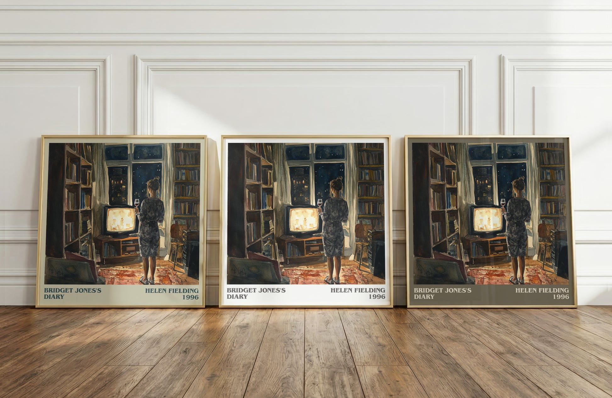 Bridget Jones's Diary literary print framed by window – literary home decor