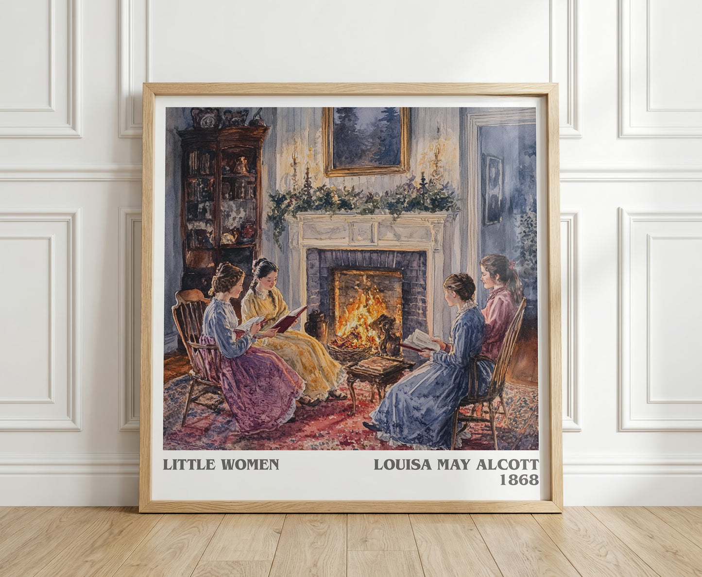 Little Women literary print in frame leaning in hallway – classic literature wall art